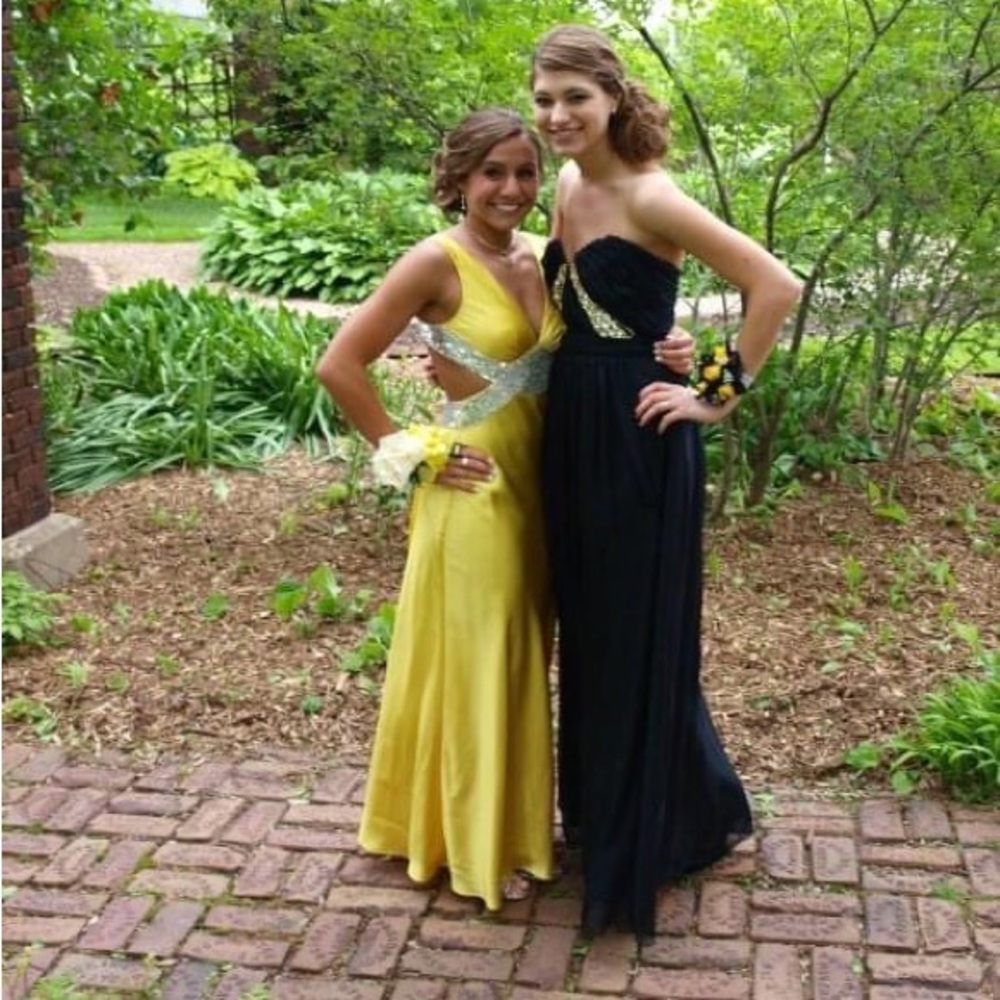 ABS by Allen Schwartz Strapless Chiffon Jewel Gown